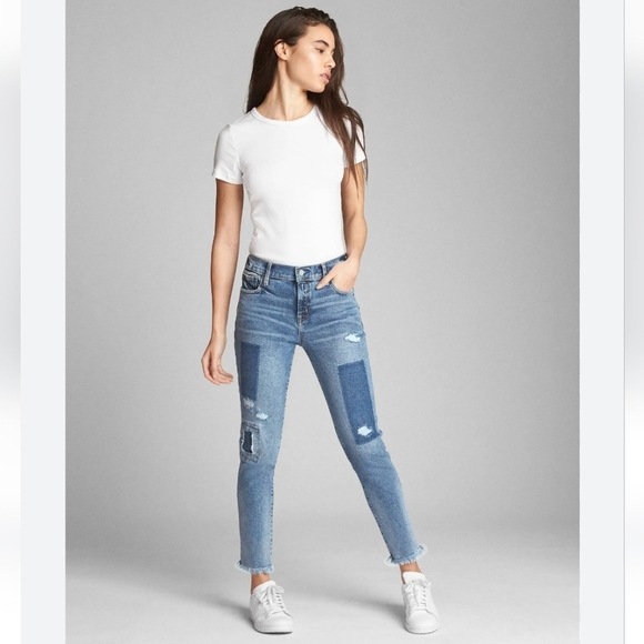 Gap True Skinny Jeans Light Wash Patchwork - Picture 2 of 12